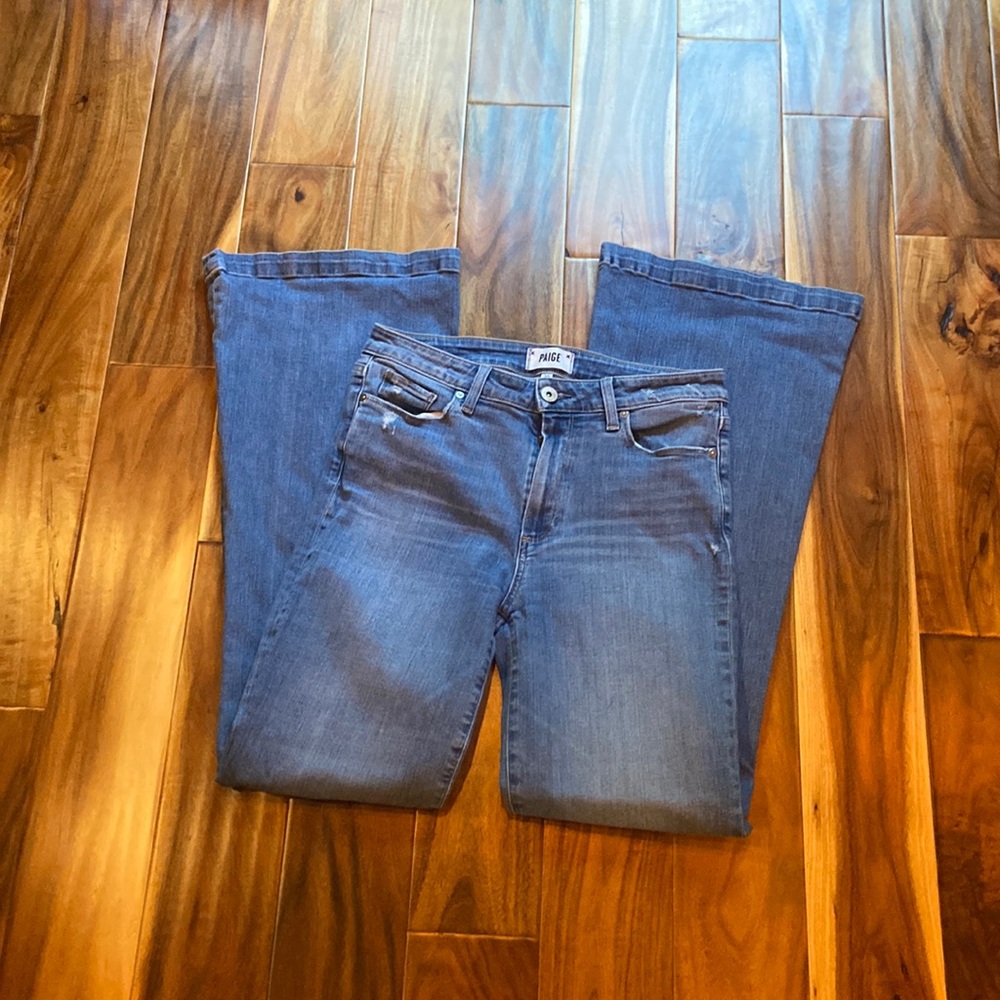 Paige Size 30 Long / Tall Flare Stretch Jeans (North Star Distressed)